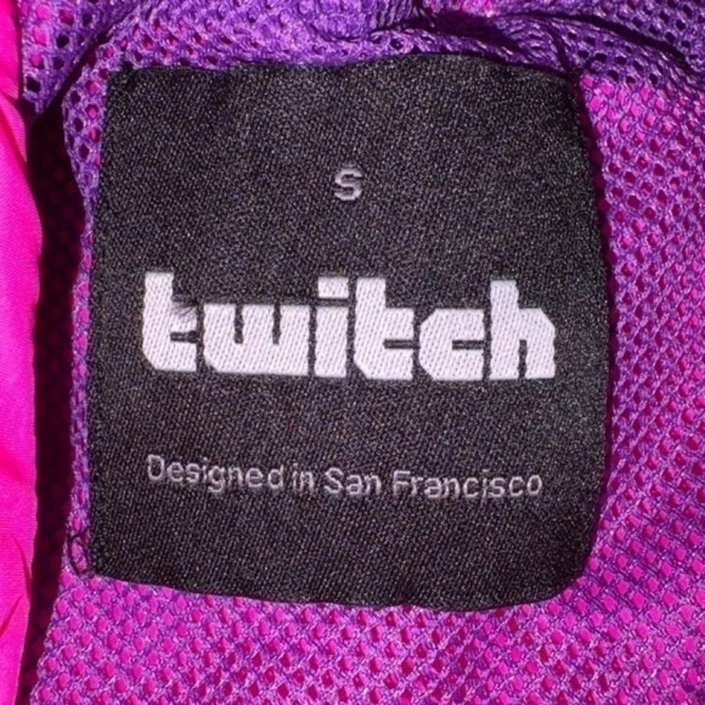 Twitch‎ Windbreaker Jacket Small Pink Purple Colorblock Hooded Full Zip Streamer